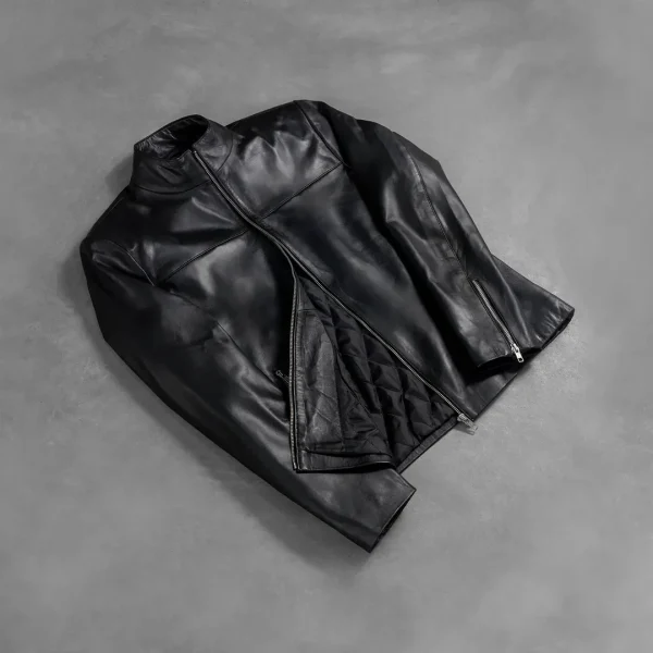 Adornica Black Leather Biker Jacket - Image 6