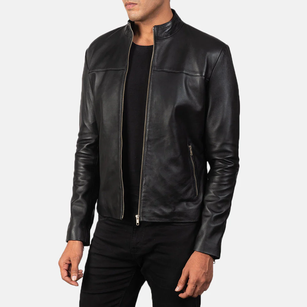 Adornica Black Leather Biker Jacket - Image 5