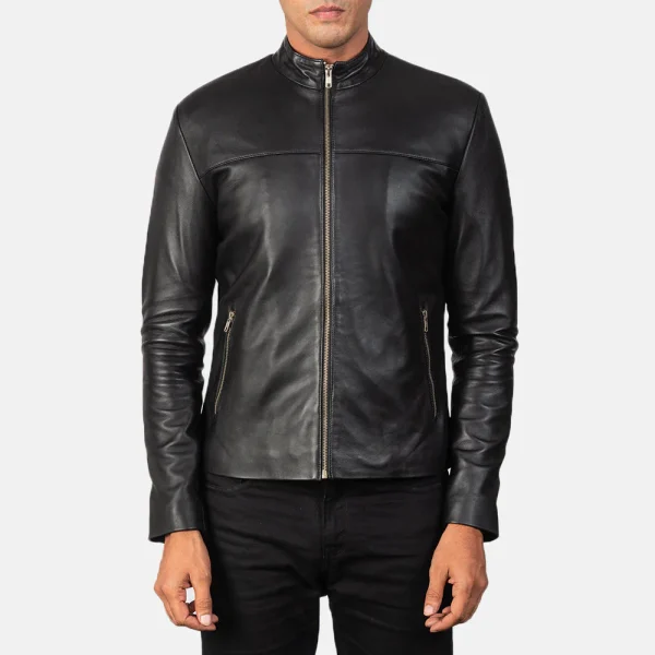 Adornica Black Leather Biker Jacket - Image 4