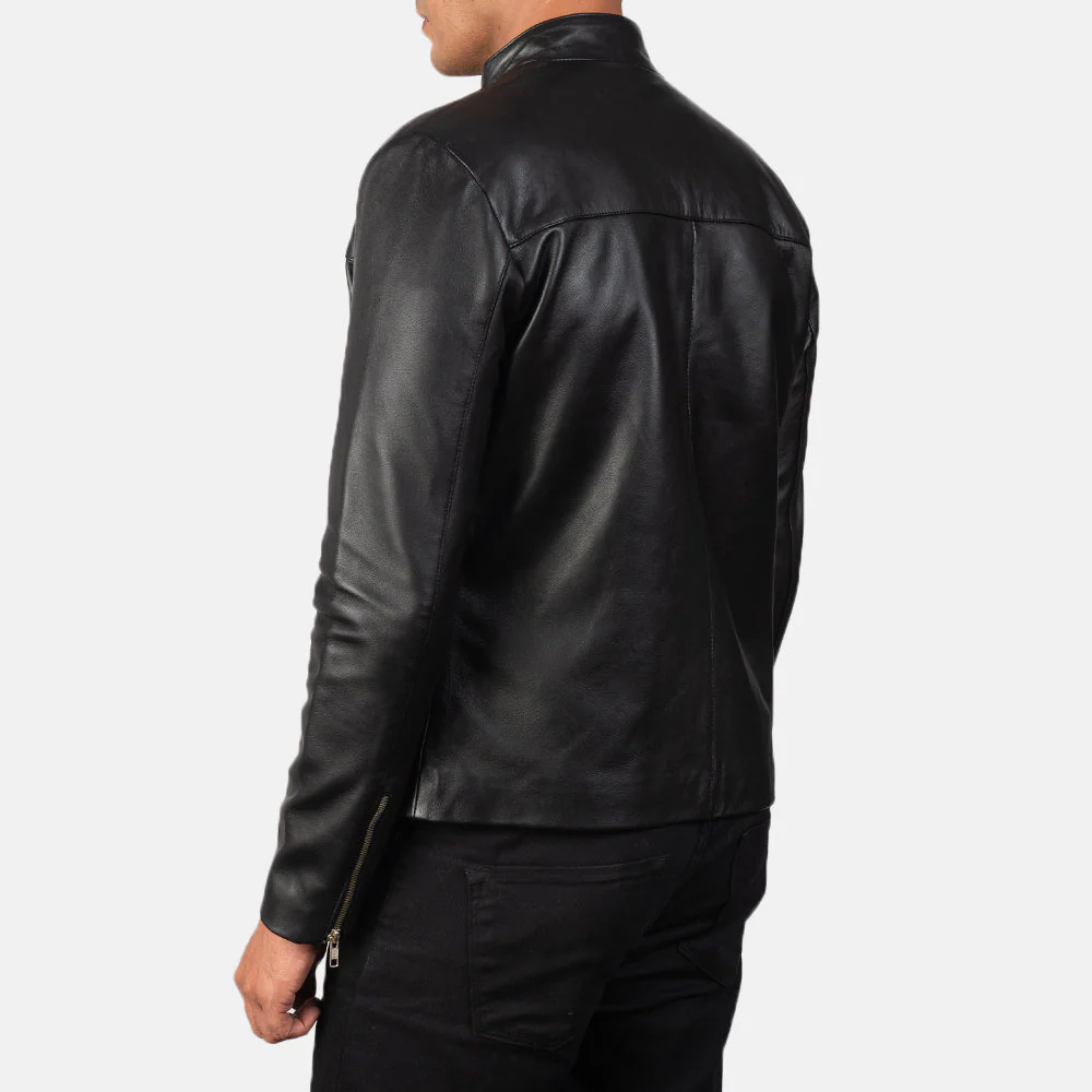 Adornica Black Leather Biker Jacket - Image 3