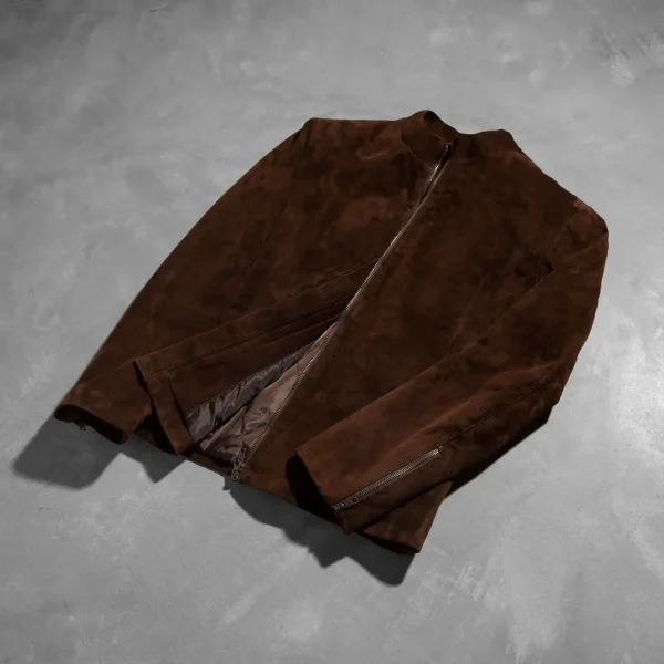 Charcoal Mocha Suede Biker Jacket - Image 7