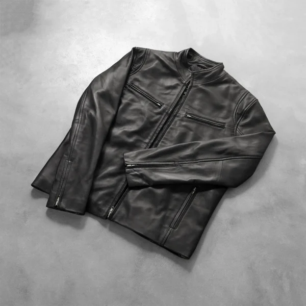 Ionic Black Leather Jacket - Image 7