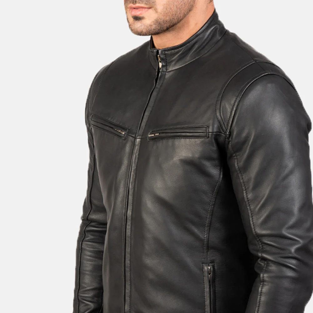 Ionic Black Leather Jacket - Image 2