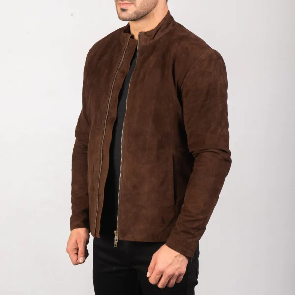 Charcoal Mocha Suede Biker Jacket - Image 4
