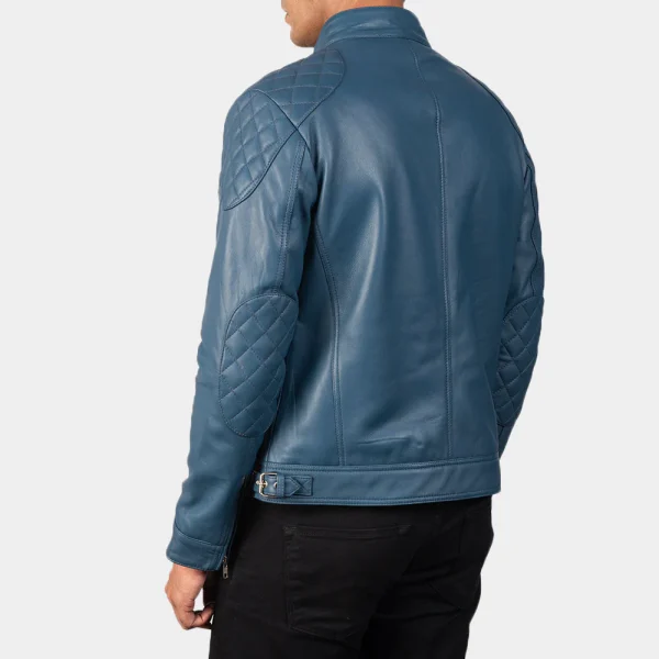 Gatsby Blue Leather Biker Jacket - Image 6