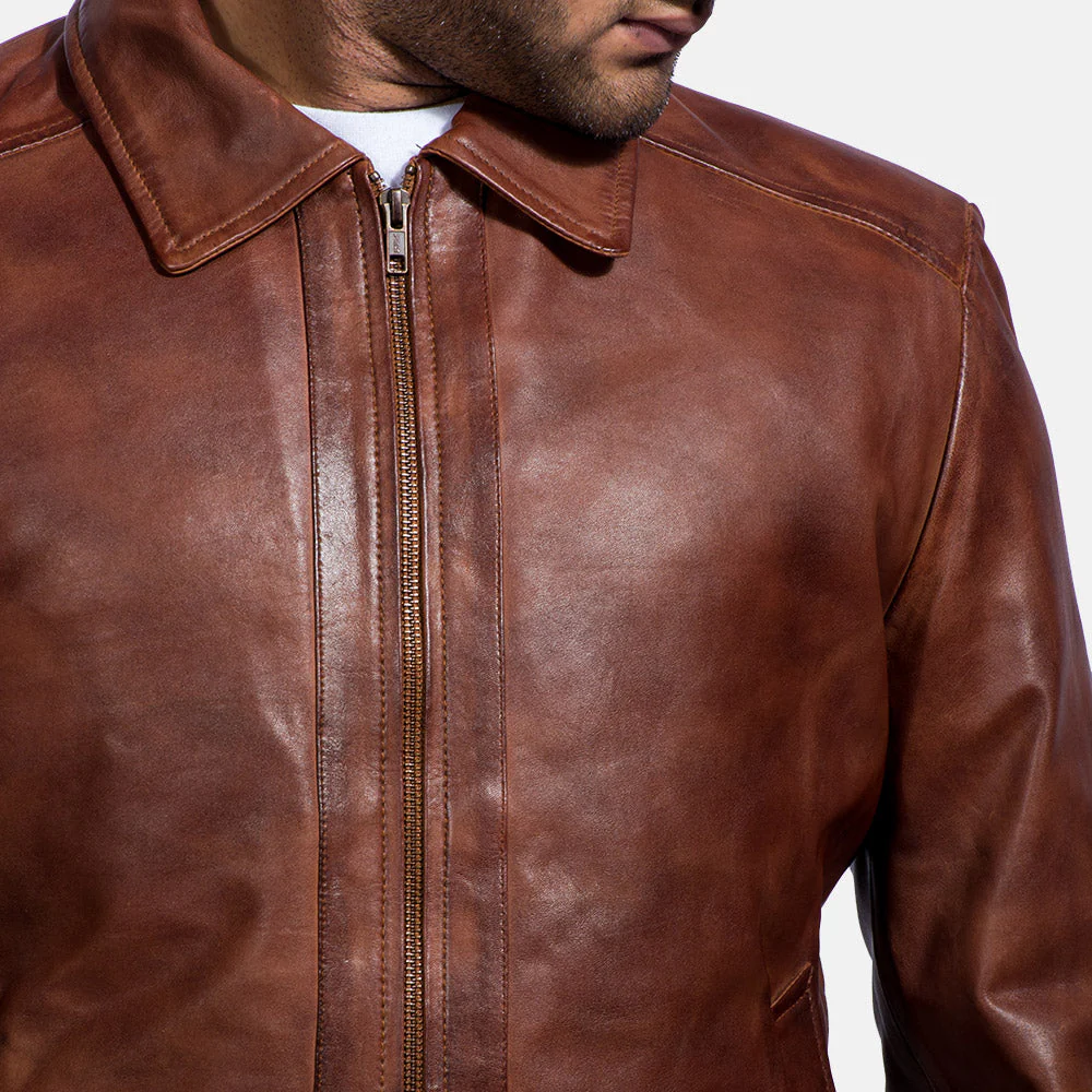 Inferno Brown Leather Jacket - Image 5