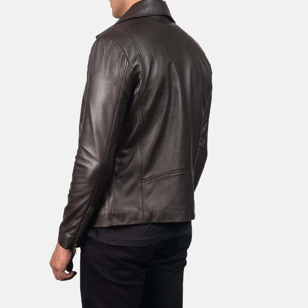 Noah Brown Leather Biker Jacket - Image 4