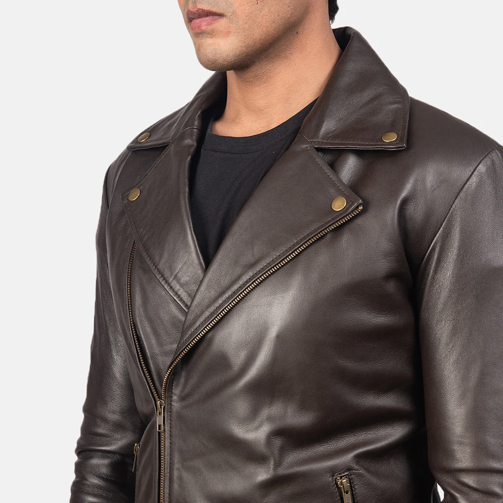 Noah Brown Leather Biker Jacket - Image 5