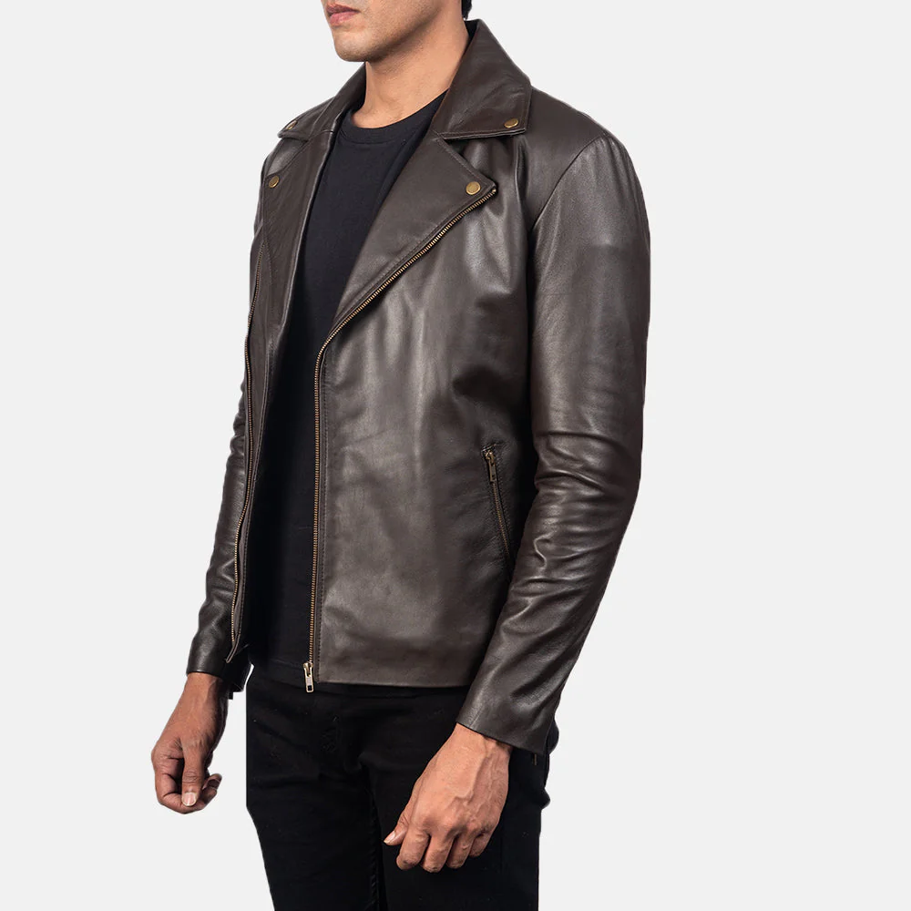 Noah Brown Leather Biker Jacket - Image 3