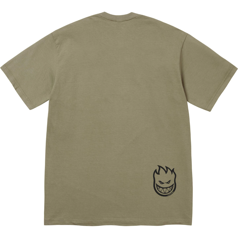Recreated – 2026 Collaboration Supreme x Spitfire Printed Flag Cotton Olive T-Shirt
